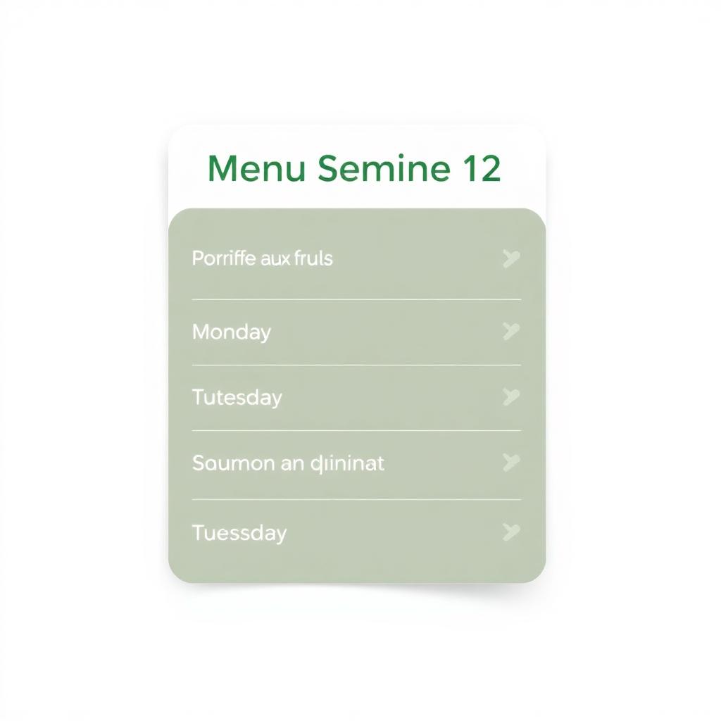 Aperçu d'un menu hebdomadaire